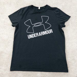 Under Armour Shirt Womens Large Black Short Sleeve Crew Neck Heatgear Stretch